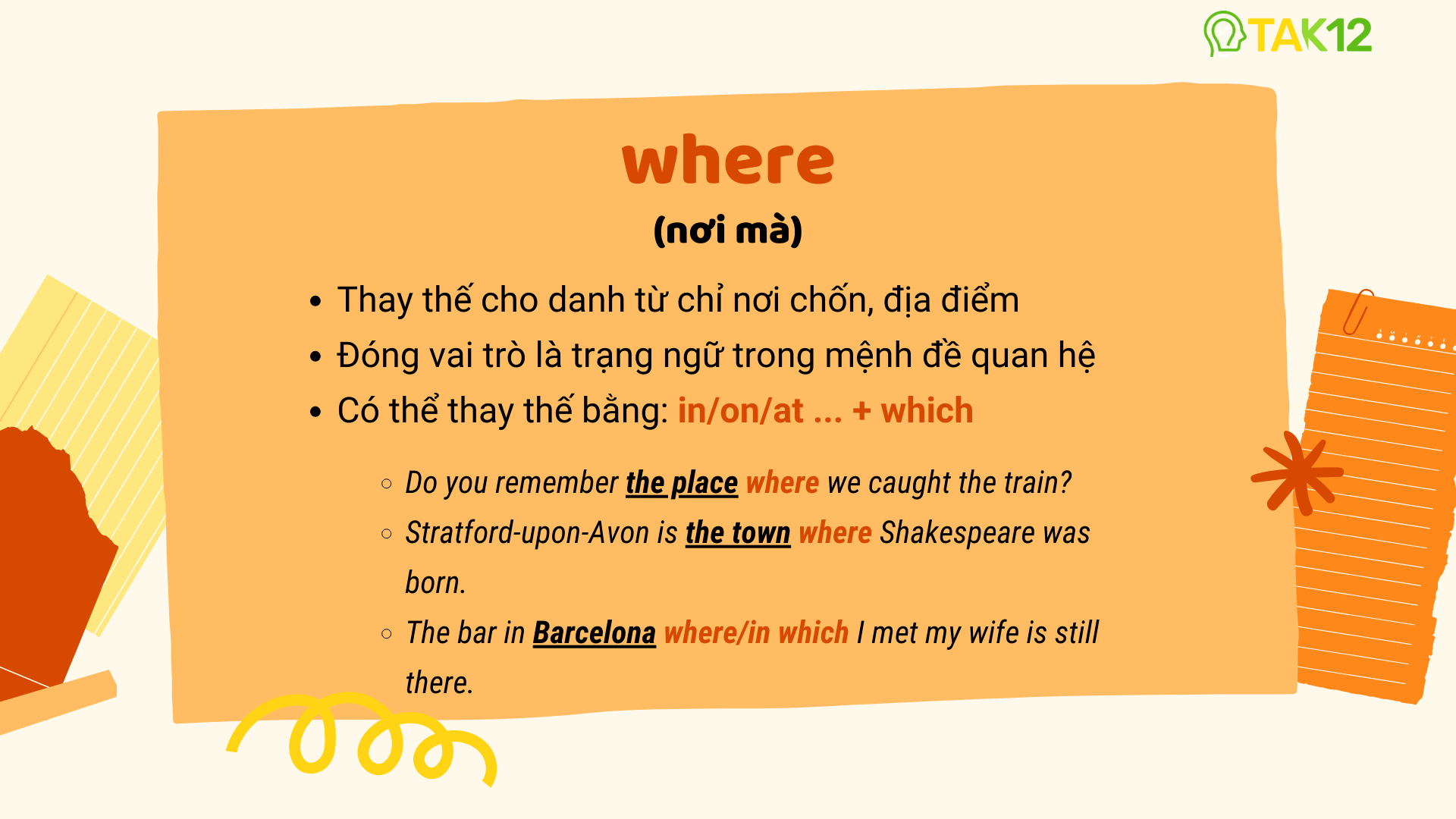 Cách sử dụng "where" trong mệnh đề quan hệ